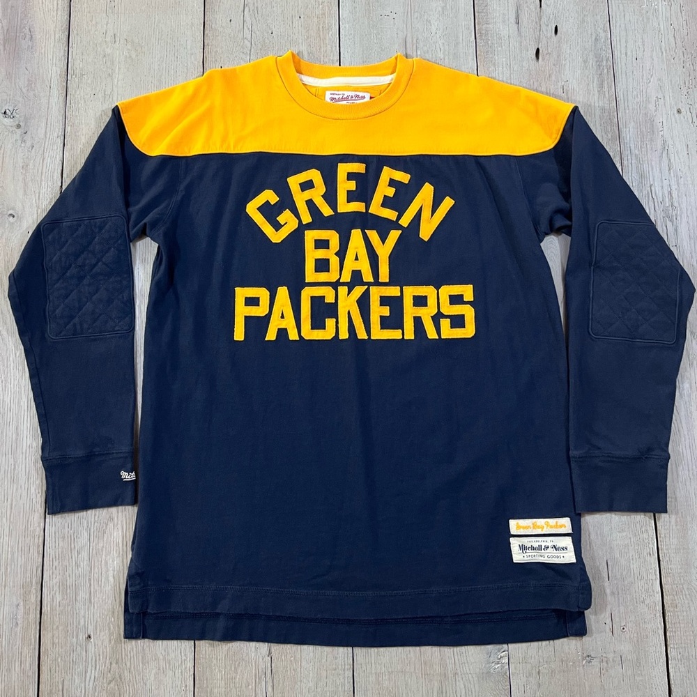 Mitchell & Ness Green Bay Packers Long Sleeve Throwback Shirt Size XL